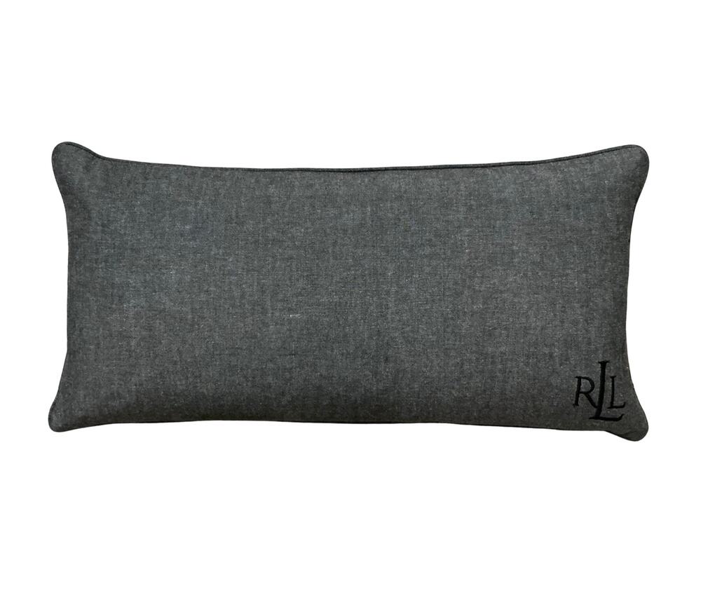 Lauren Ralph Lauren VTG Gray Denim Cotton Chambray Home Decor Throw Pillow 26X13